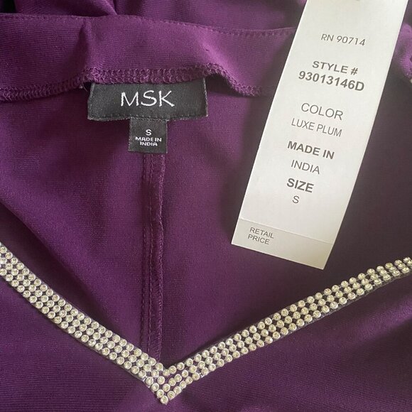 MSK NWT $79 Purple Mini Dress Rhinestone Embellished Open Sleeves Women's Size S - Picture 9 of 11